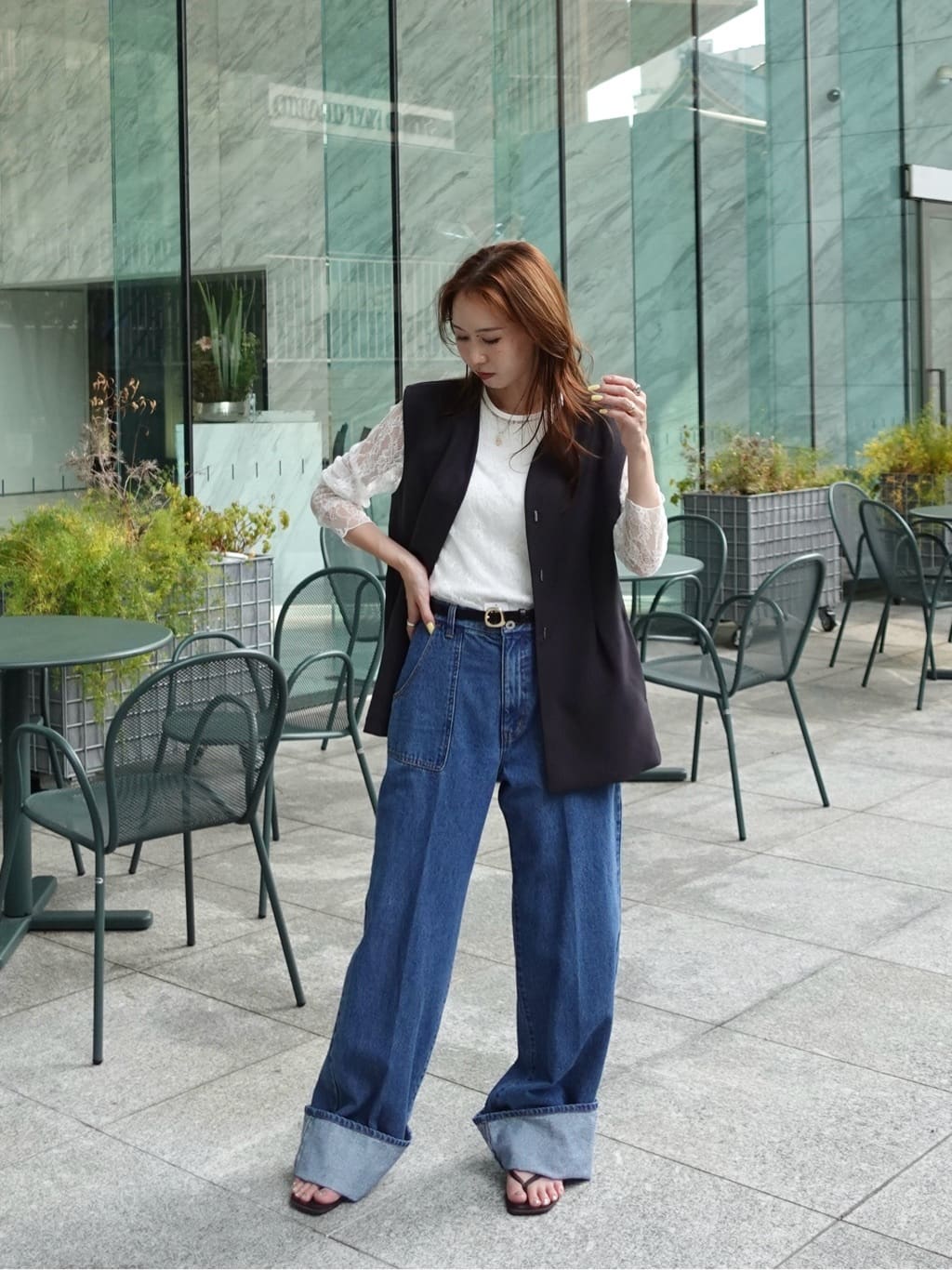 mitsukiさんの「INDIVI｜レースストレッチカットソー」を使ったコーディネート