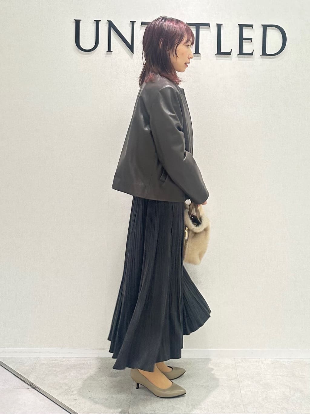 Miwaさんの「UNTITLED｜【着丈短め/柔らかな質感】ラムレザージャケット」を使ったコーディネート