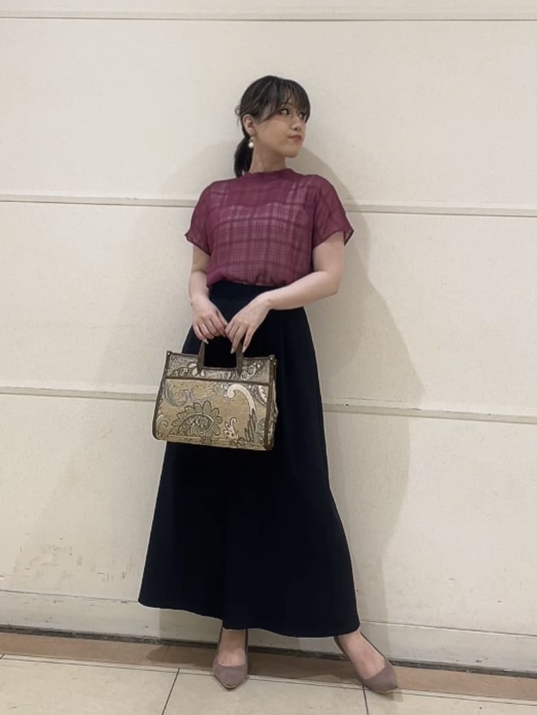 watanabeさんの「UNTITLED｜【シアー】チェックスタンドネックブラウス」を使ったコーディネート