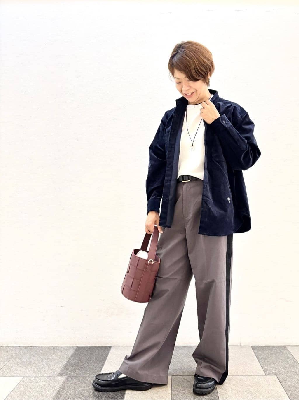 Haruさんの「Dessin｜【洗える】バイカラーショート丈ニット」を使ったコーディネート