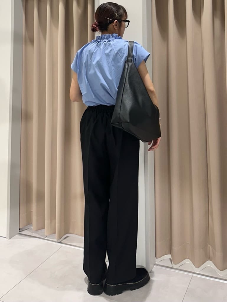 cottonさんの「THE SHOP TK｜麻調ピンタックワイドパンツ【洗濯機OK】」を使ったコーディネート