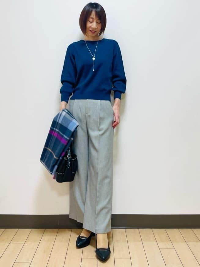 Riiさんの「Reflect｜【選べる8色／スカートにもパンツにも◎】ウール混ボートネックニット」を使ったコーディネート