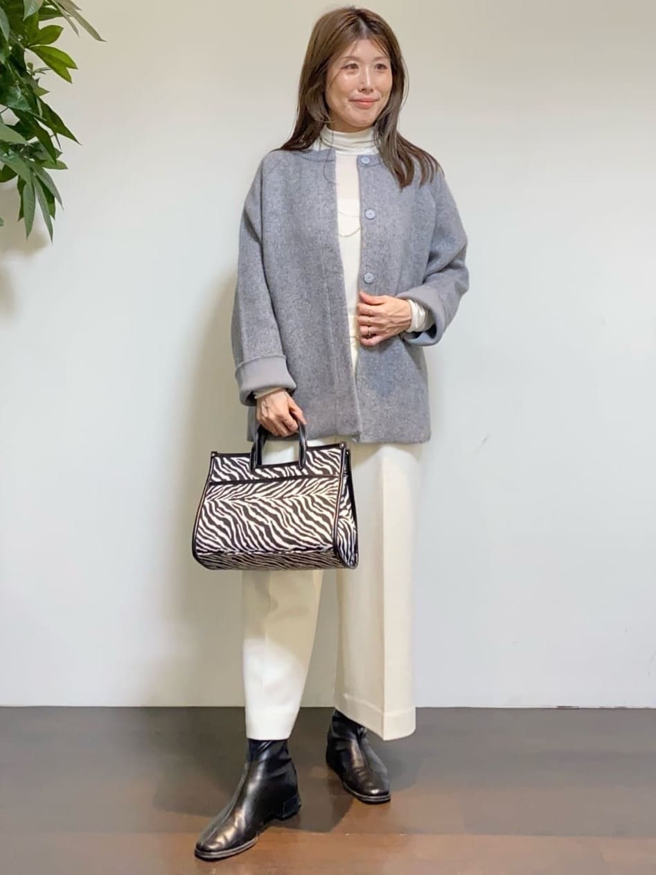 tomoさんの「UNTITLED｜【軽アウター/ミドル丈】ウールニットコーディガン」を使ったコーディネート