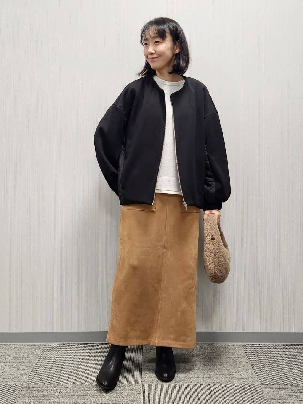 naraさんの「Dessin｜ダンボールジップブルゾン」を使ったコーディネート