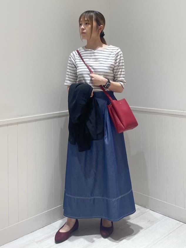 reina.tさんの「SHOO･LA･RUE｜【S-LL】女性らしさ漂うハートネック テレコ5分袖トップス」を使ったコーディネート