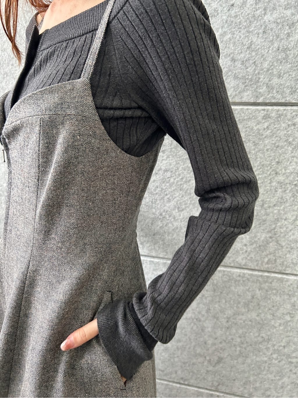 harunaさんの「CODE A｜tweed zip cami dress」を使ったコーディネート