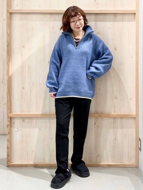nakoさんの「THE SHOP TK｜【洗える】ほど良くラフで女性らしい ハーフZIPニット」を使ったコーディネート