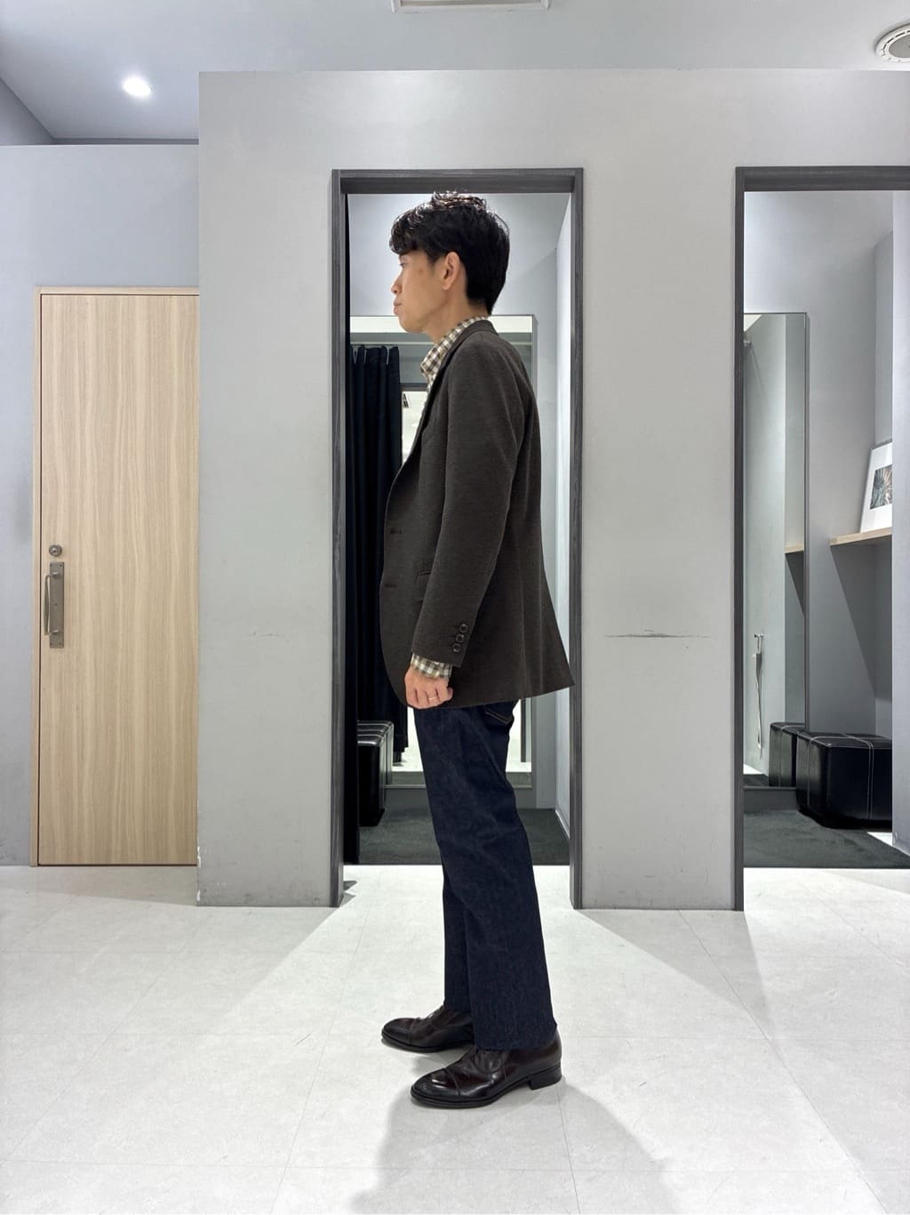 わいずみさんの「TAKEO KIKUCHI｜【None Of Stress】アクティブジャージ 千鳥 ジャケット」を使ったコーディネート
