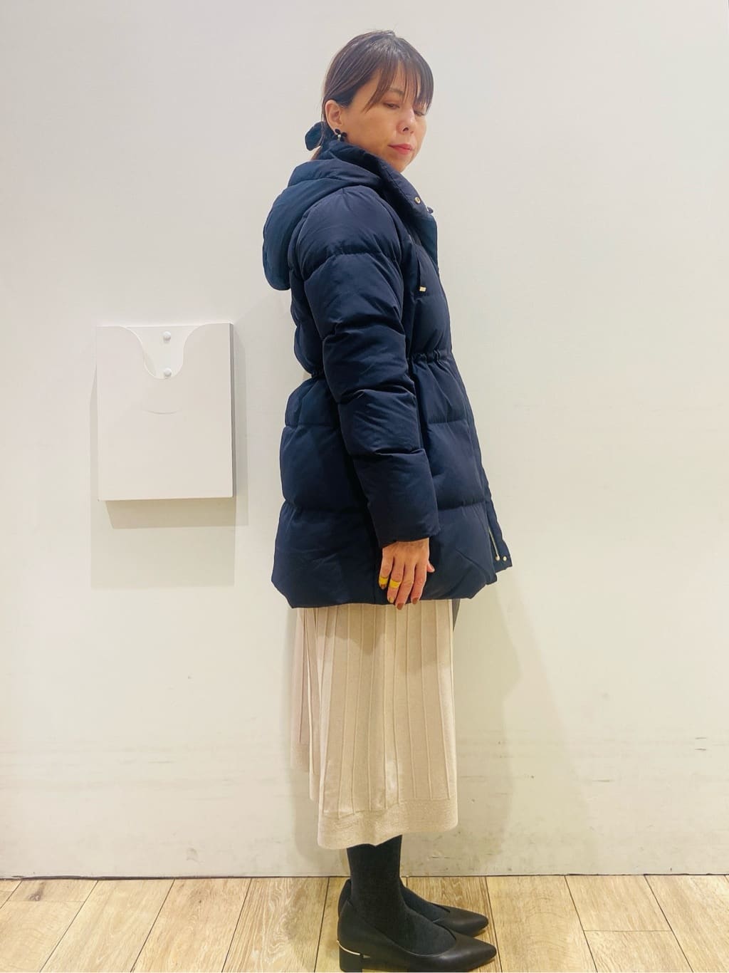 YUKOさんの「index｜KAWADAダウンドロストミドルコート【撥水／洗濯機OK／2WAY／静電気防止裏地】《XS～3L》」を使ったコーディネート