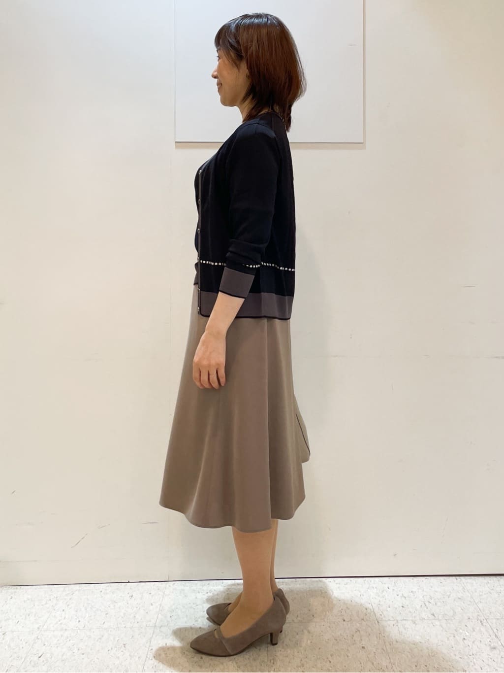 めいさんの「Reflect｜【WEB先行カラーあり／手洗い可／アンサンブル可】バイカラーカーディガン」を使ったコーディネート
