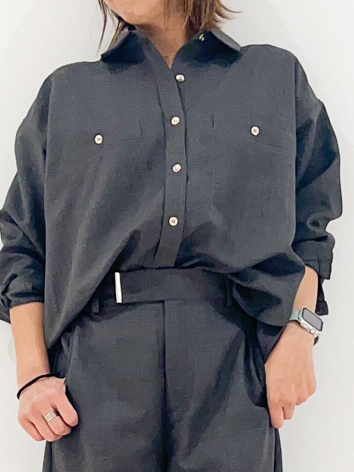 yuuco.さんの「grove｜【カセット服/選べる着丈】洗濯機で洗えるオーバーシャツ」を使ったコーディネート