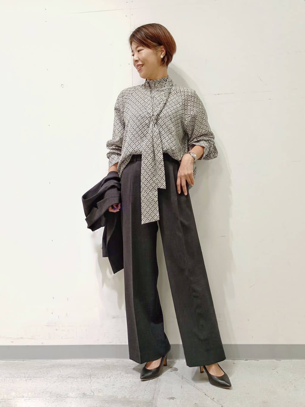 Kさんの「INDIVI｜【セットアップ可能】凹凸ストレッチ素材テーラードカラージレジャケット」を使ったコーディネート