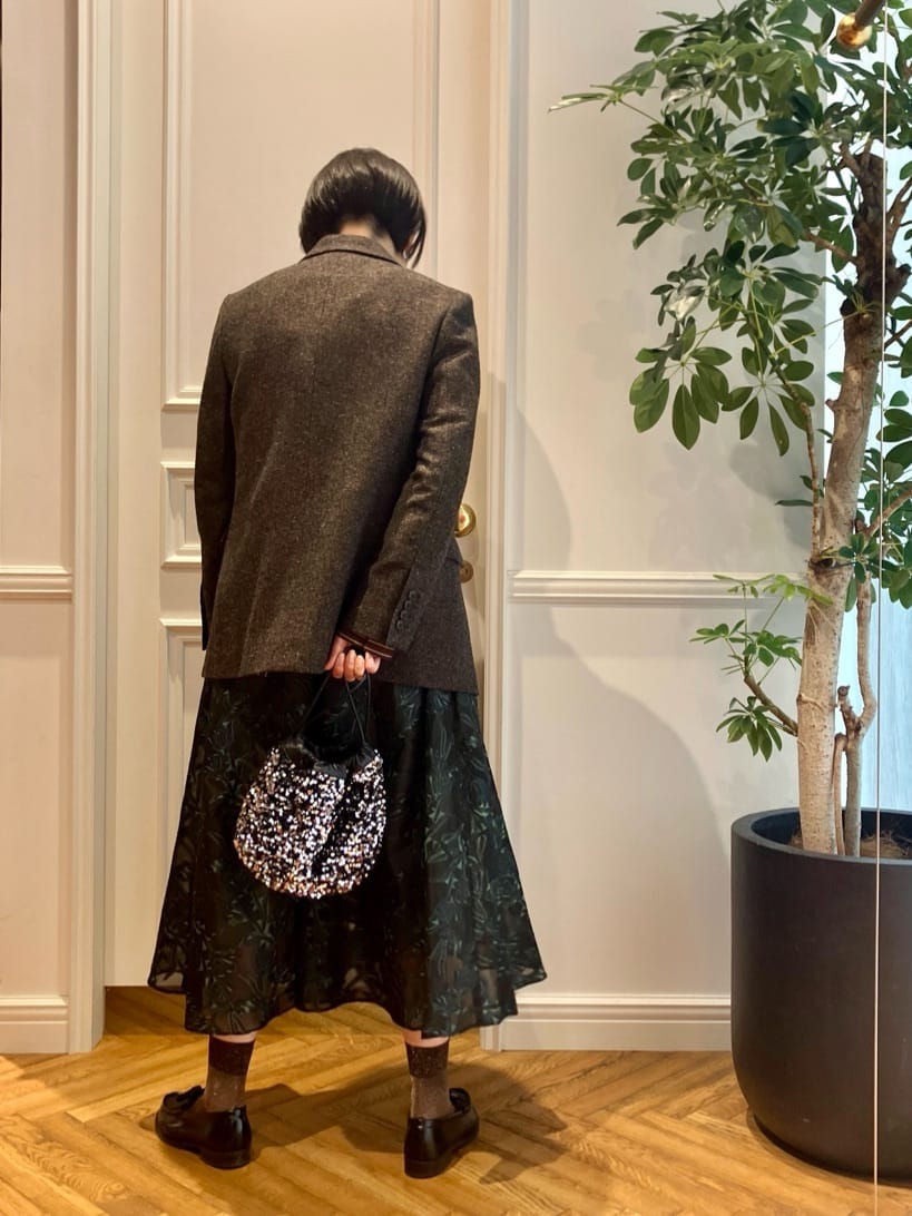 konominさんの「DRESSTERIOR｜スパンコール2WAY巾着バッグ」を使ったコーディネート