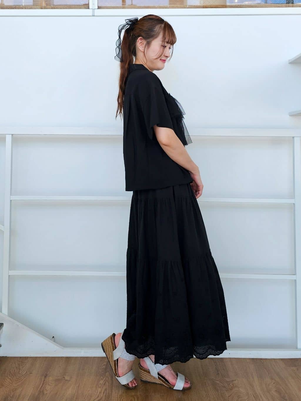 ゆゆさんの「SHOO･LA･RUE｜【S-LL】一枚でサマ見え チュールドッキングシャツ」を使ったコーディネート