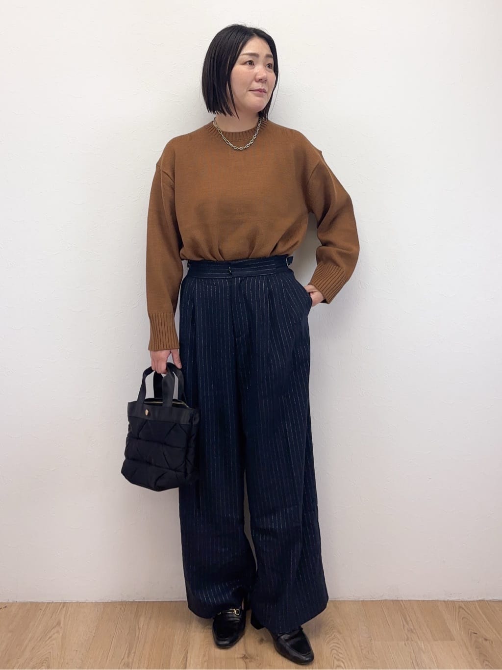 Takeさんの「OPAQUE.CLIP｜ラメストライプワイドパンツ【洗濯機OK】」を使ったコーディネート