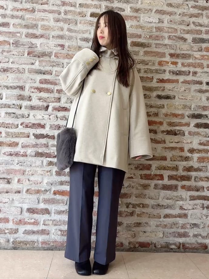 tokiさんの「THE SHOP TK｜クラシカルな装い ウールライクスタンドカラーコート」を使ったコーディネート