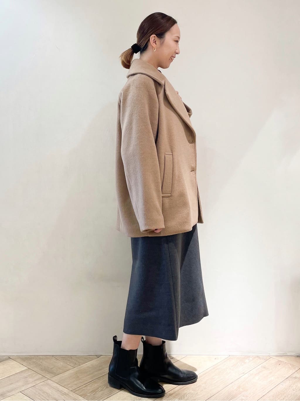 makiさんの「index｜カシミヤブレンドウールミドルピーコート」を使ったコーディネート
