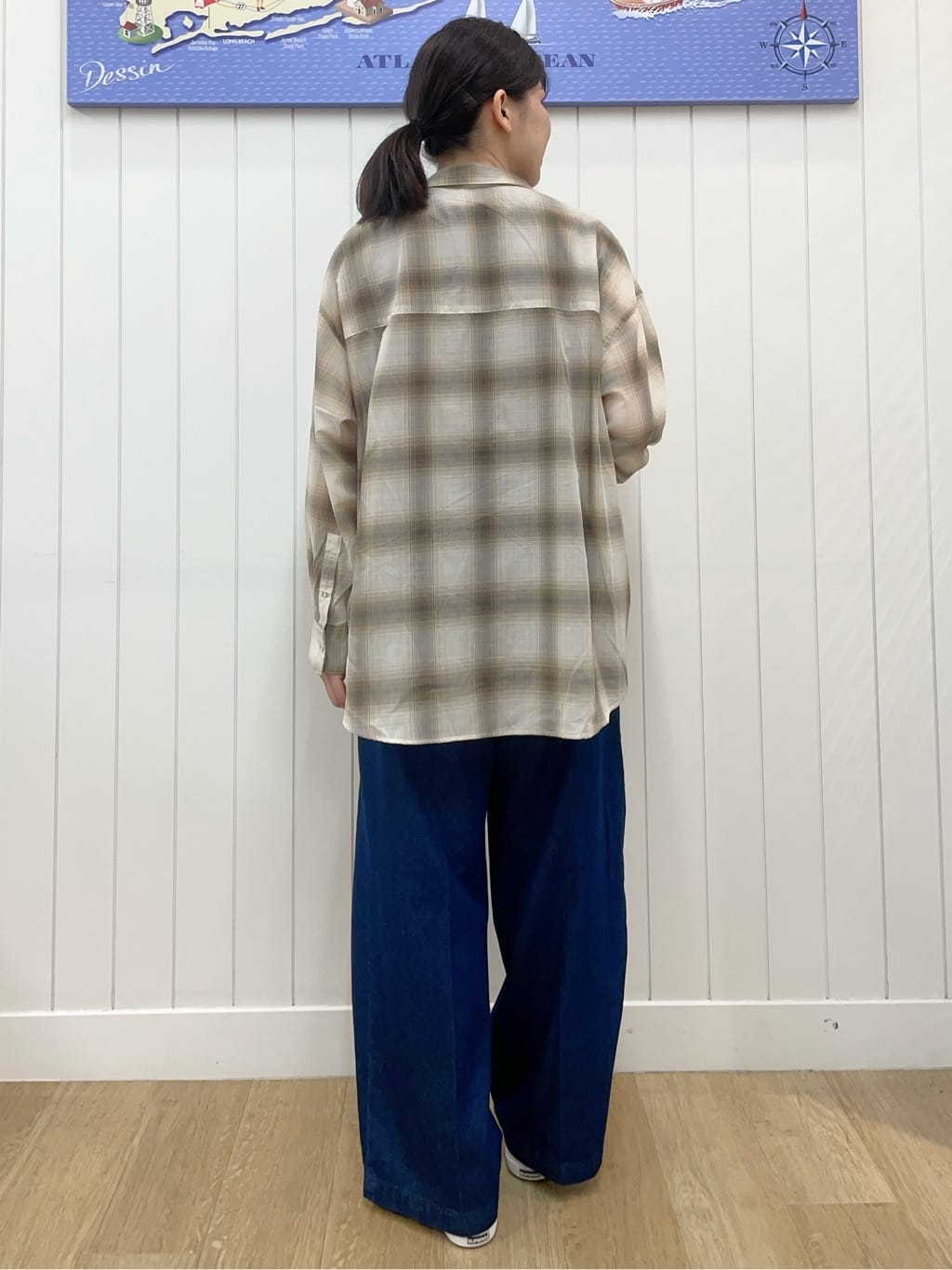 Mayaさんの「Dessin｜【洗える】シアーオンブレーチェックシャツ」を使ったコーディネート