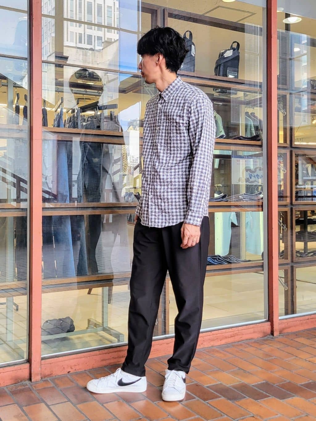 piroyaさんの「TAKEO KIKUCHI｜チェックボーラーガーゼシャツ」を使ったコーディネート