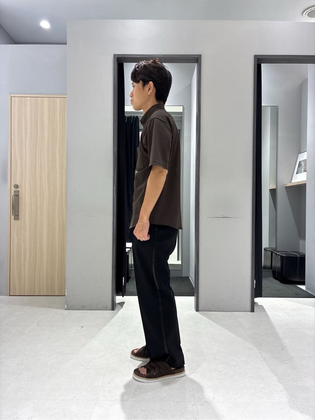 わいずみさんの「TAKEO KIKUCHI｜【COOL CITY WEAR】ストライプジャージ ボタンダウンシャツ /接触冷感」を使ったコーディネート