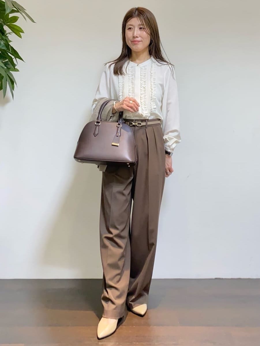tomoさんの「UNTITLED｜【アンサンブル可/洗える/ボタンなし】シルクウールカシミヤ 着流しカーディガン」を使ったコーディネート