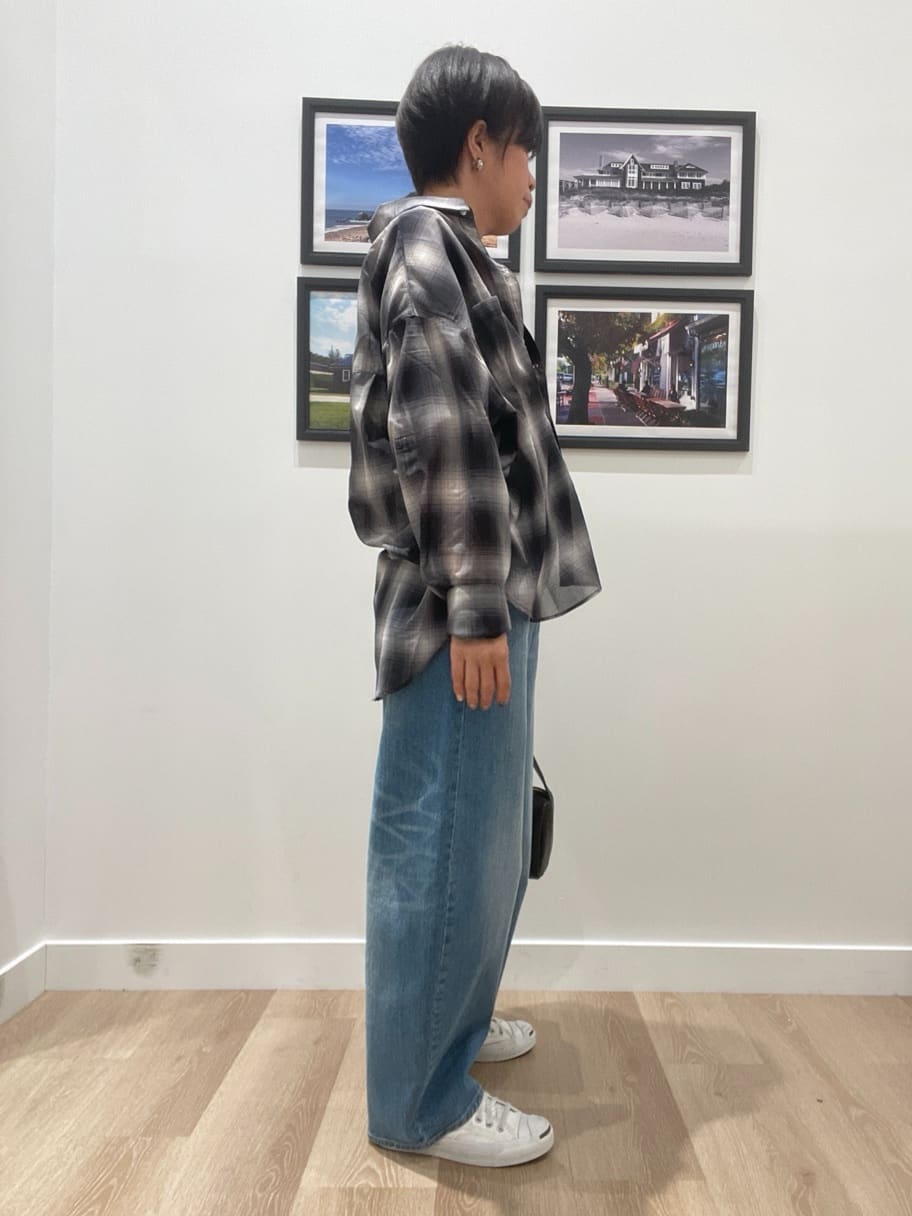 Naoさんの「Dessin｜【洗える】シアーオンブレーチェックシャツ」を使ったコーディネート