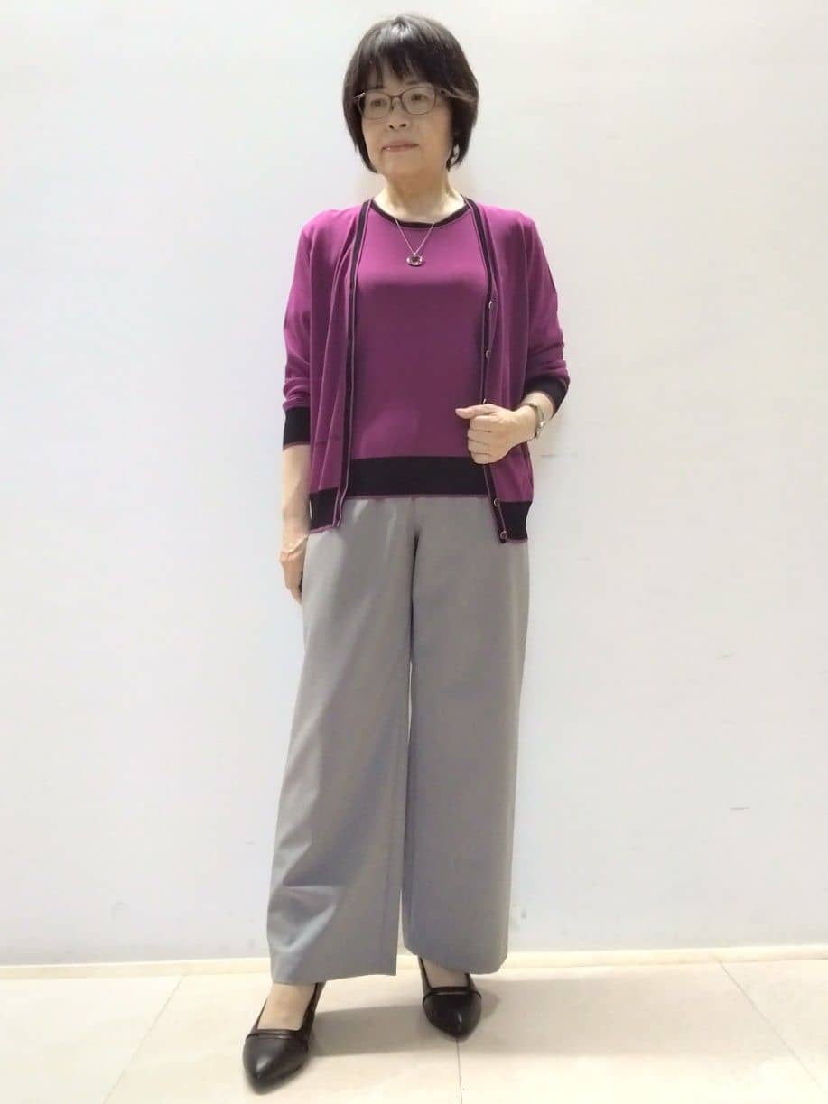 tokuさんの「Reflect｜【WEB先行カラーあり／手洗い可／アンサンブル可】バイカラー五分袖ニット」を使ったコーディネート