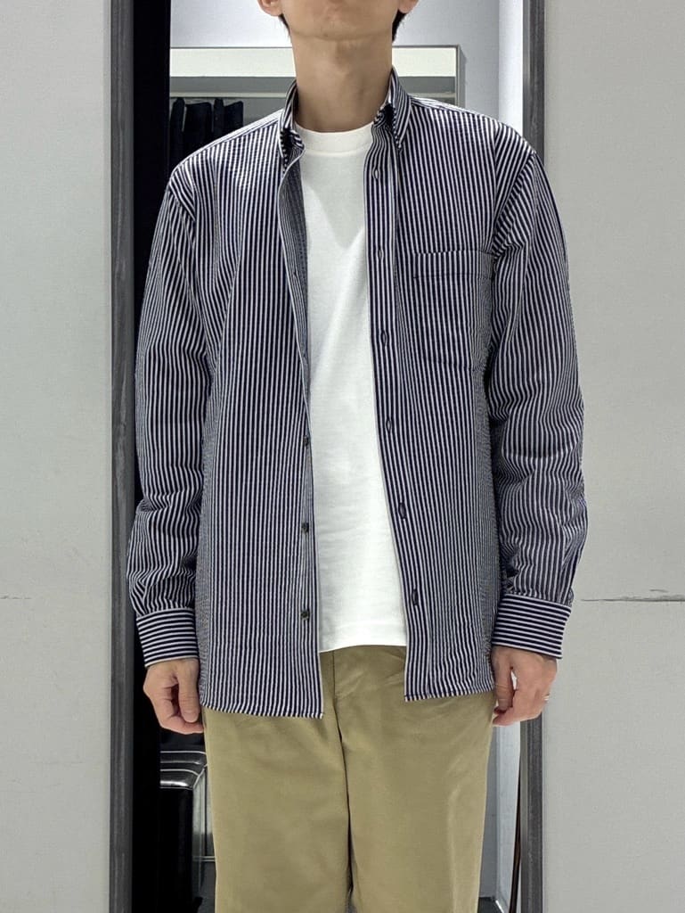 わいずみさんの「TAKEO KIKUCHI｜【抗菌防臭/シーズンレス】シアサッカー ジャージシャツ」を使ったコーディネート
