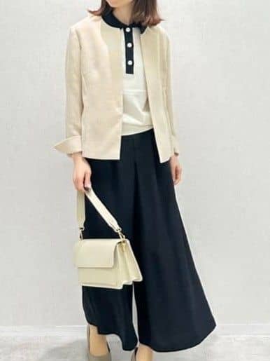 Miwaさんの「UNTITLED｜【短丈/日本製】カラミ風メッシュ ノーカラージャケット」を使ったコーディネート