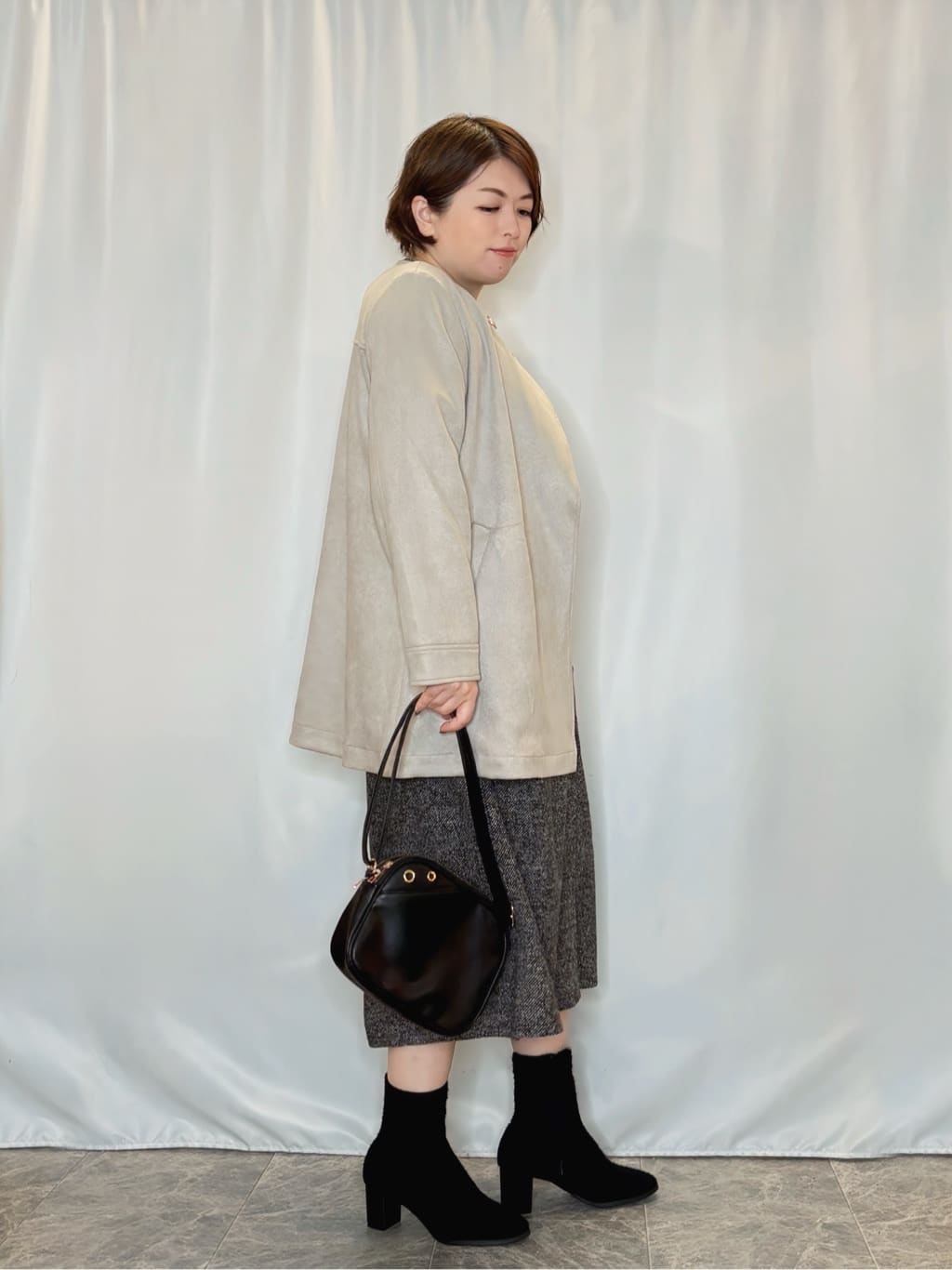 たみさんの「SHOO･LA･RUE｜【S-LL】上品さを纏う やわらかフェイクスエード ミドル丈ブルゾン」を使ったコーディネート