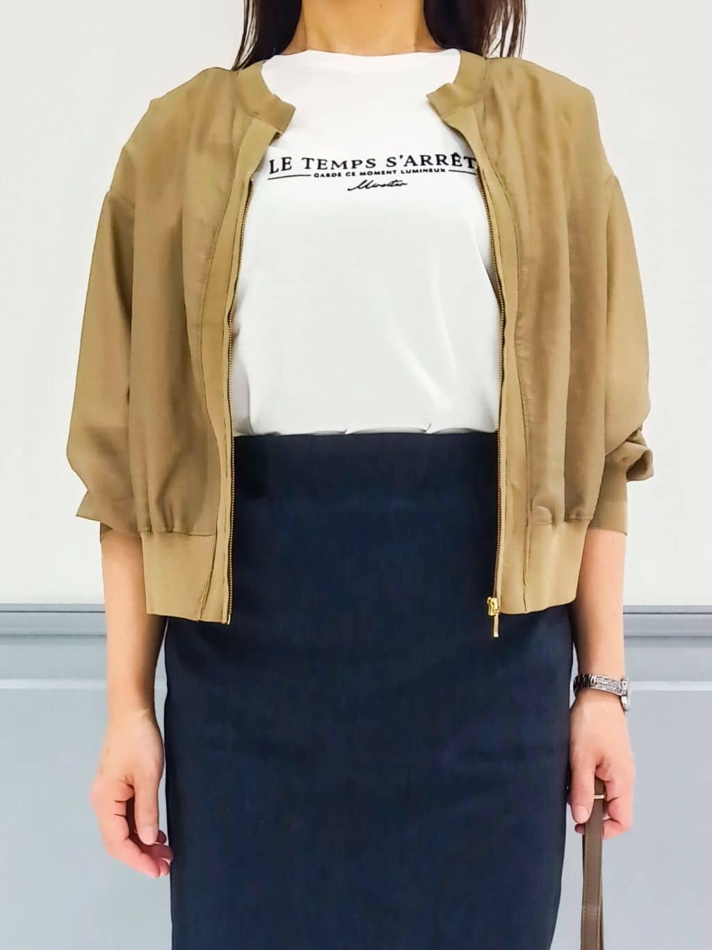 なっちゃんさんの「grove｜軽やかに秋先取り　ブルゾン感覚で着られるカーディガン」を使ったコーディネート