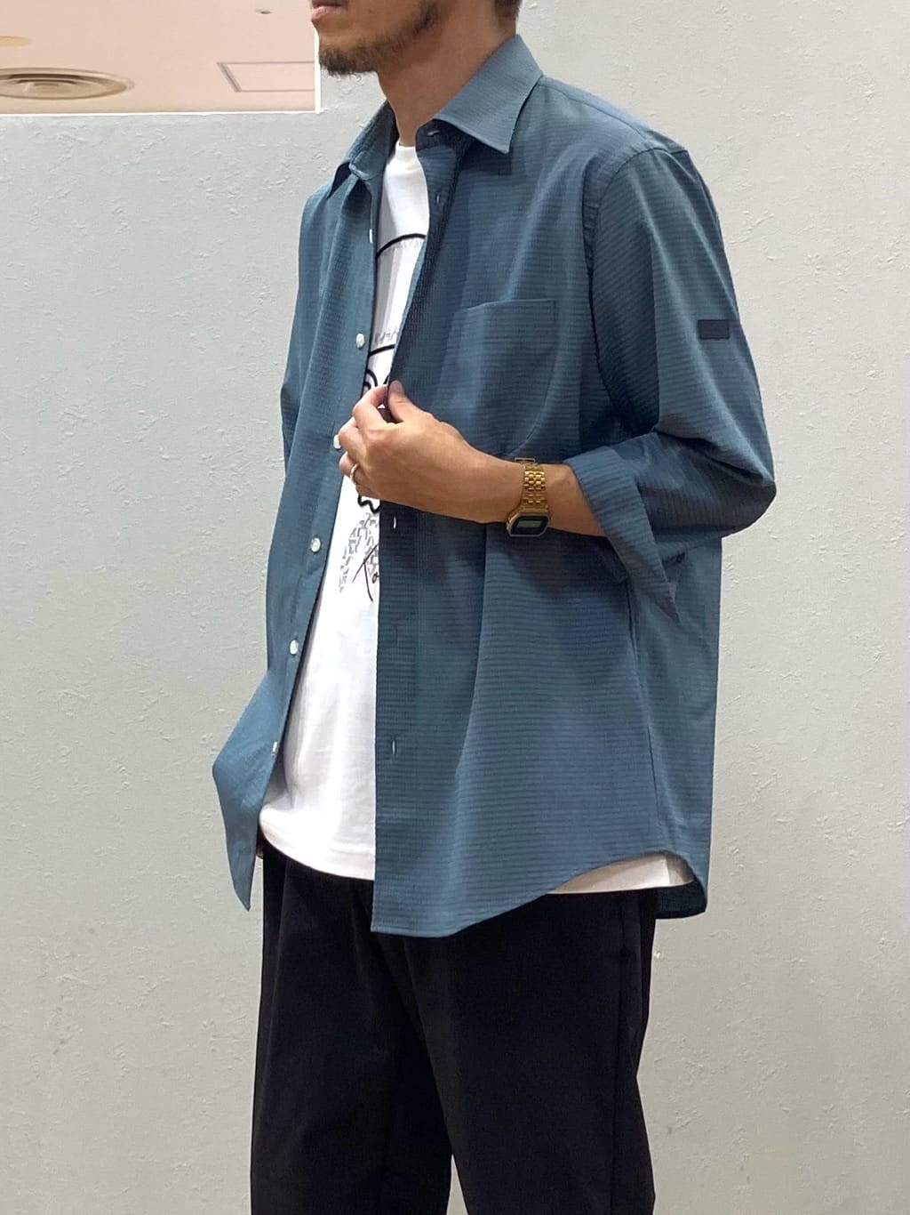 シュンさんの「TAKEO KIKUCHI｜【COOL CITY WEAR】DotAir（R）サッカー シャツ」を使ったコーディネート