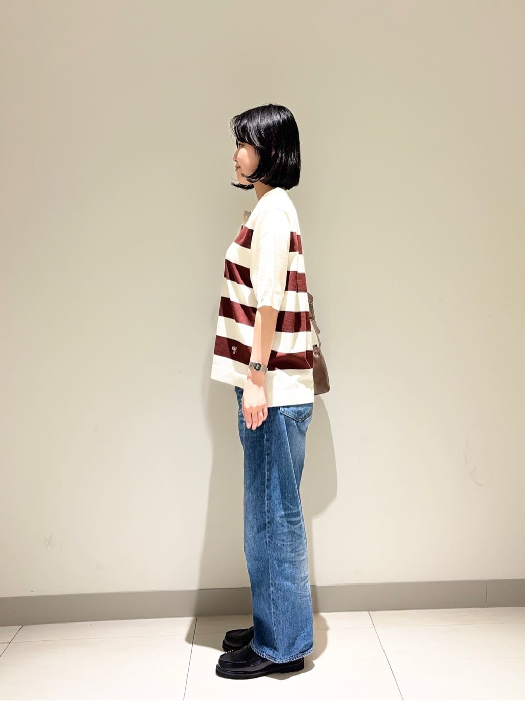 mayuさんの「Dessin｜【ユニセックス/洗える】ボーダーニットポロシャツ」を使ったコーディネート