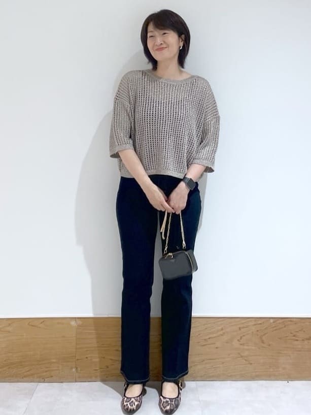 Yukinkoさんの「OPAQUE.CLIP｜2WAY ラメメッシュニット【洗濯機洗い可／抗ピル】」を使ったコーディネート