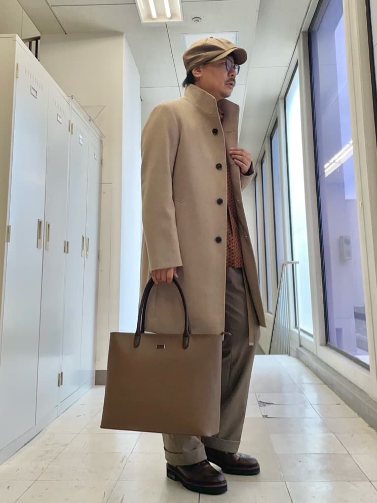 MAKOTO AIさんの「TAKEO KIKUCHI｜【ウールカシミヤブレンド】ビーバー調 スタンドカラー コート」を使ったコーディネート