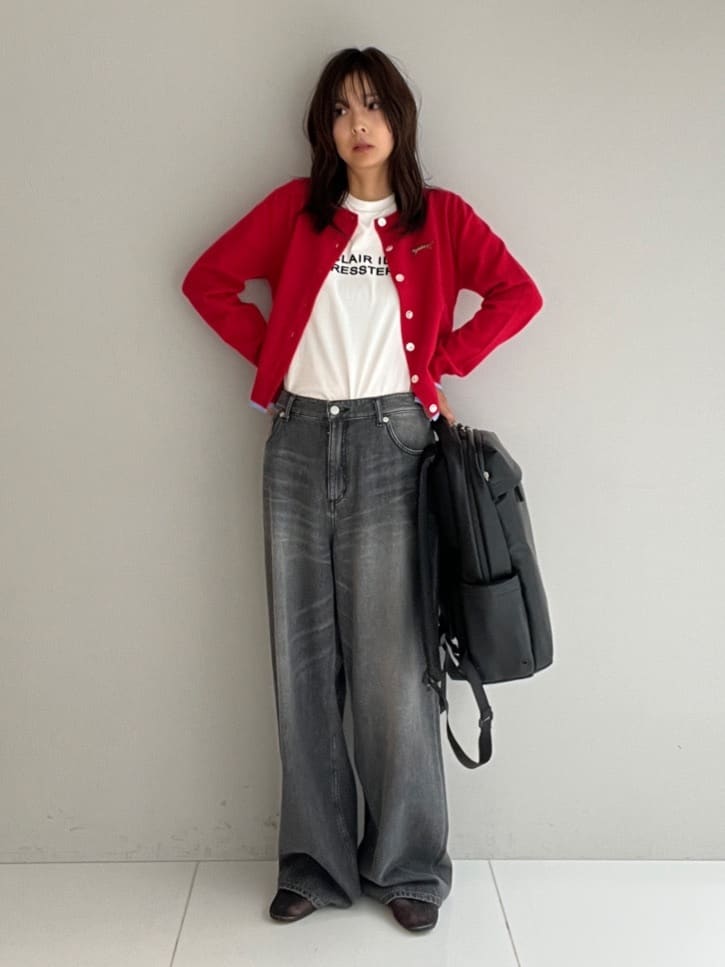 misaさんの「DRESSTERIOR｜ヴィンテージ加工ワイドデニムパンツ」を使ったコーディネート