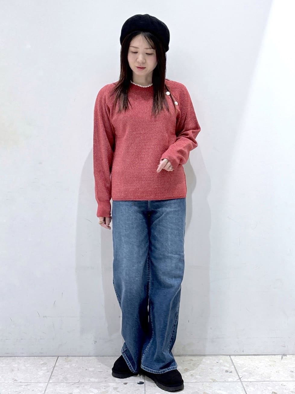 mameさんの「OPAQUE.CLIP｜カシミヤブレンドウールミドルピーコート」を使ったコーディネート