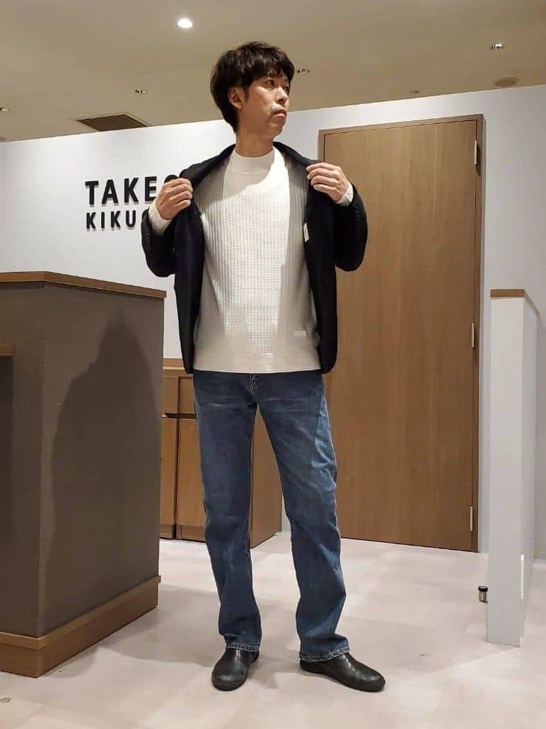 ishidaさんの「TAKEO KIKUCHI｜ハイゲージ モックネック ニット プルオーバー」を使ったコーディネート
