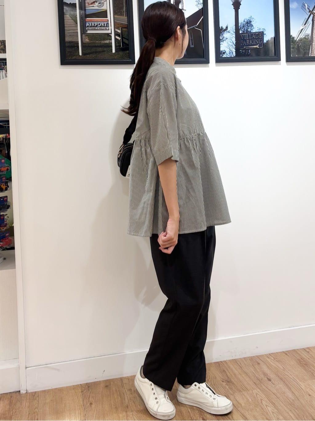 Ririkaさんの「Dessin｜【洗える／体型カバー】バンドカラーペプラムブラウス」を使ったコーディネート