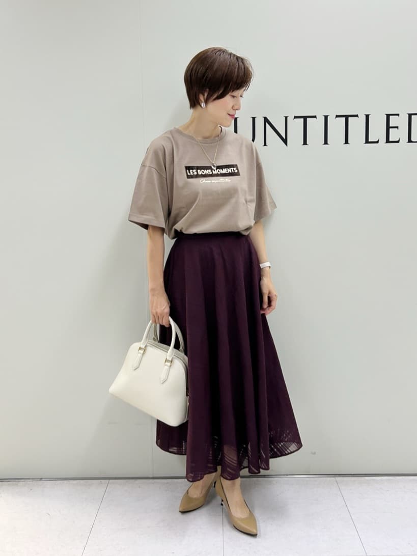 Mikiさんの「UNTITLED｜【セットアップ可/後ろウエストゴム】シアーチェックスカート」を使ったコーディネート