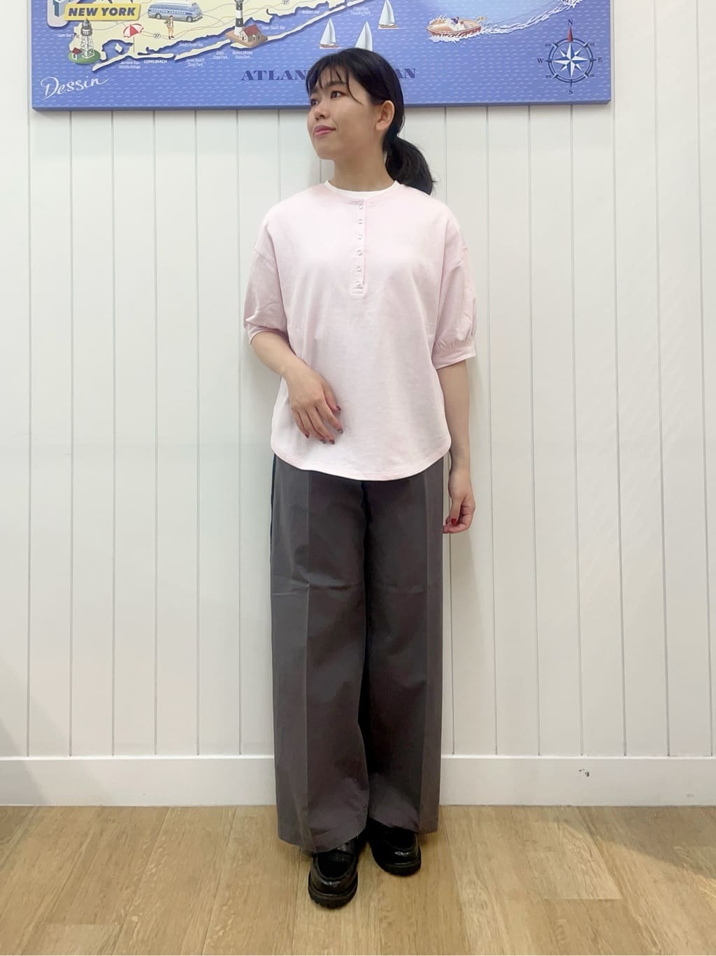 Mayaさんの「Dessin｜【360度可愛い/前後2WAY/洗える】ライトコットンヘンリーカットソー」を使ったコーディネート