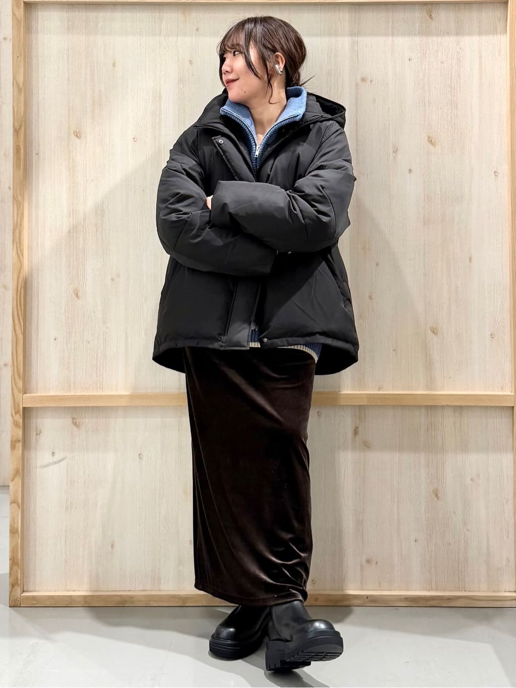 nanaさんの「THE SHOP TK｜【ぎゅっとされているような暖かさ】撥水中綿ブルゾン」を使ったコーディネート