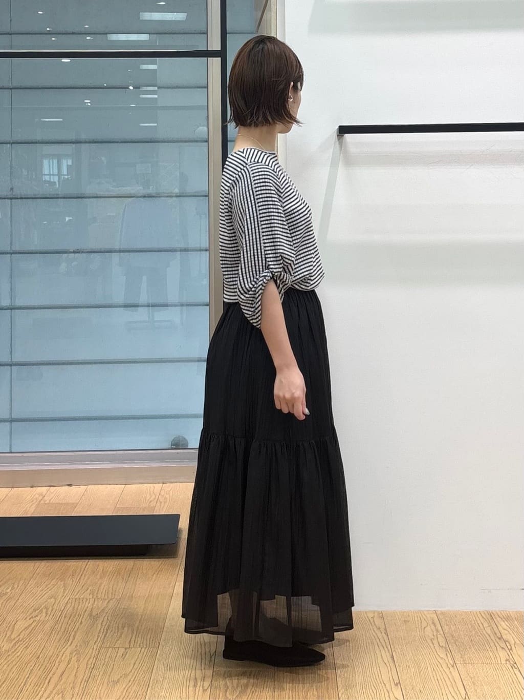 asamiさんの「INDIVI｜【UVケア／吸汗速乾】凹凸素材ねじり袖トップス」を使ったコーディネート