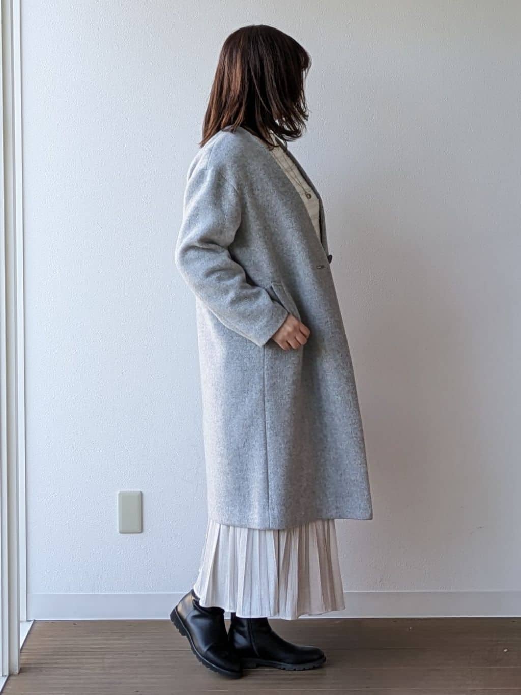 なみきさんの「UNTITLED｜【軽量／ウール混】ライトフォルム ロングコート」を使ったコーディネート