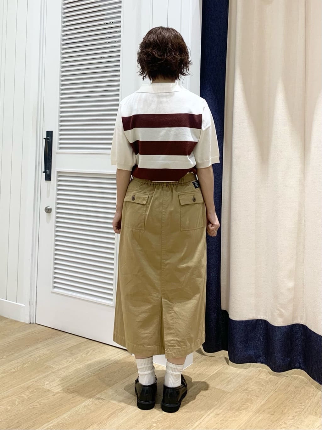IMARIさんの「Dessin｜【ユニセックス/洗える】ボーダーニットポロシャツ」を使ったコーディネート