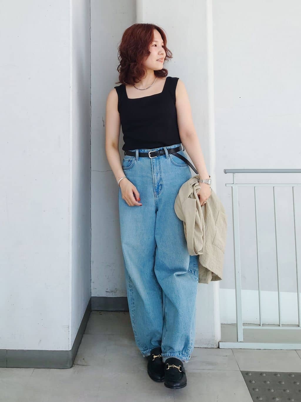 maruさんの「THE SHOP TK｜【スッキリ決まる】パナマメッシュジレ/洗える/セットアップ可」を使ったコーディネート