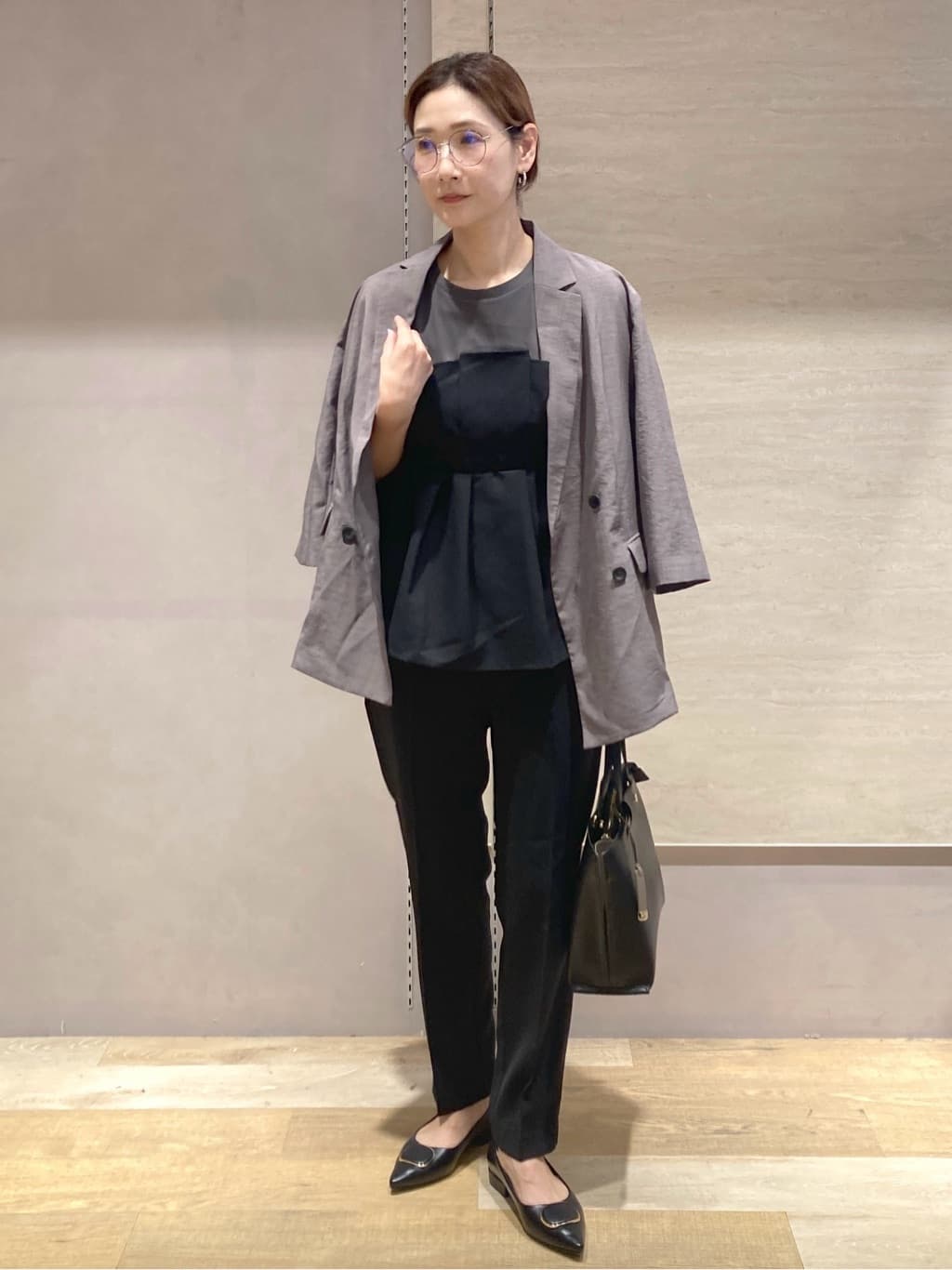 たけねぇさんの「OPAQUE.CLIP｜タックビスチェドッキングカットソー【洗濯機洗い可】」を使ったコーディネート