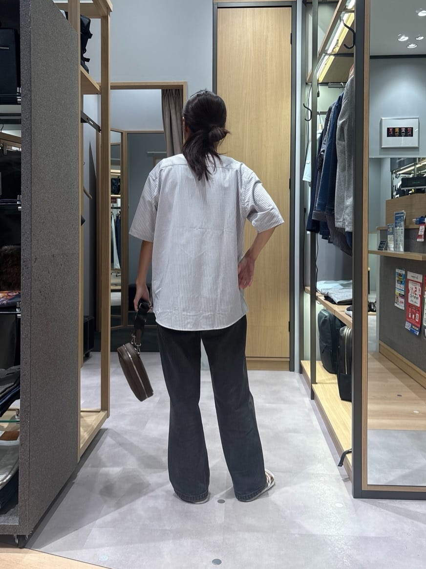 よぴさんの「TAKEO KIKUCHI｜【COOL CITY WEAR】ストライプジャージ ボタンダウンシャツ /接触冷感」を使ったコーディネート