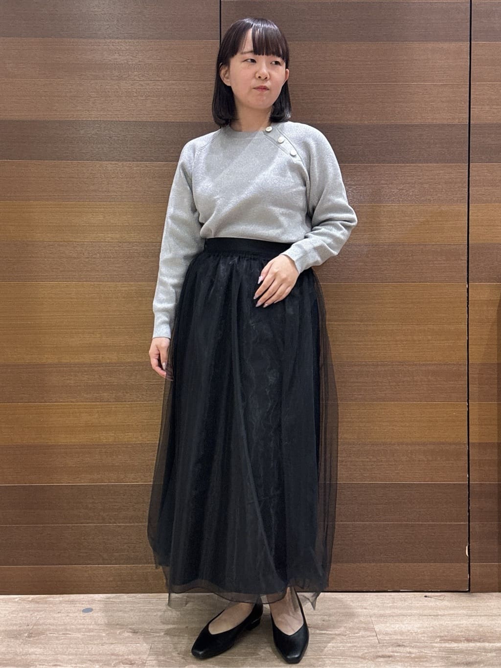 yumeさんの「OPAQUE.CLIP｜ボタンデザインラメニット【洗濯機OK】」を使ったコーディネート