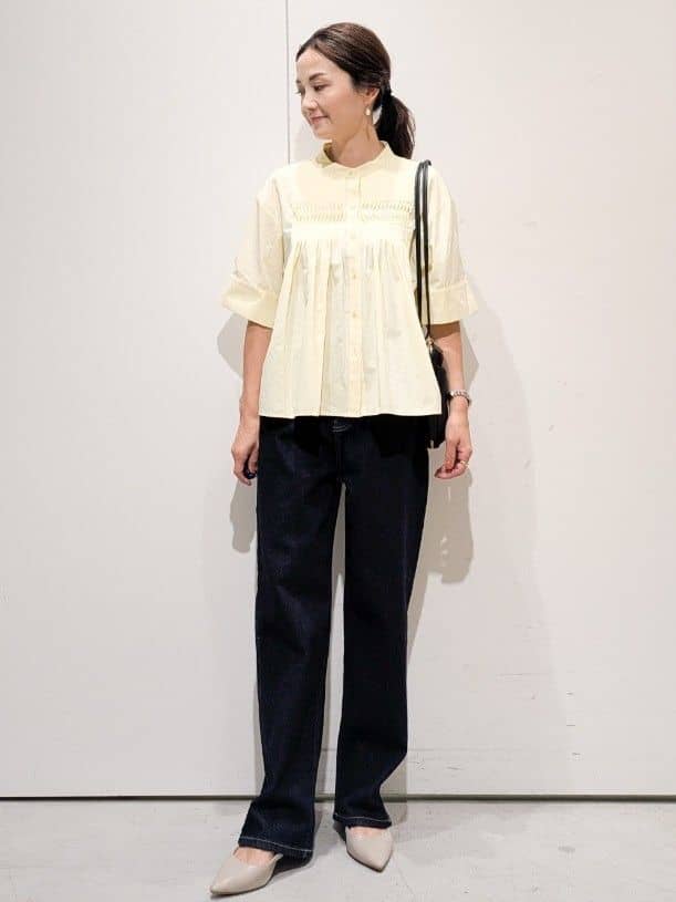 machiさんの「OPAQUE.CLIP｜ピンタックフレアシャツ【洗濯機洗い可】」を使ったコーディネート